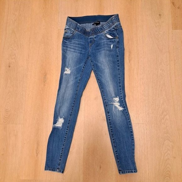 Wendy Bellissimo Maternity Distressed Medium Wash Skinny Jeans Size S - Picture 1 of 7